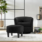 Fauteuil pivotant en velours côtelé avec repose-pieds