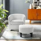 Fauteuil pivotant en velours côtelé avec repose-pieds