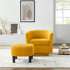 Fauteuil pivotant en velours côtelé avec repose-pieds