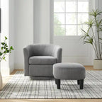 Fauteuil pivotant en velours côtelé avec repose-pieds