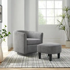 Fauteuil pivotant en velours côtelé avec repose-pieds