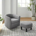 Fauteuil pivotant en velours côtelé avec repose-pieds