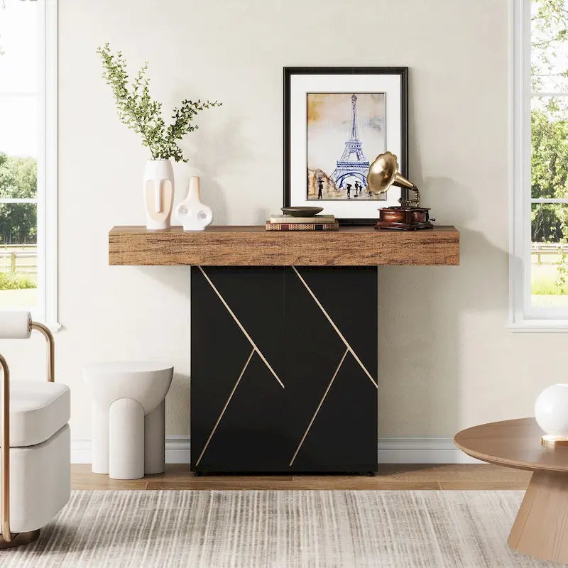 Console sur pied de style campagnard 43,3 cm, table d'appoint pour salon, table d'entrée, bureau étroit