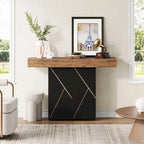 43.3   Farmhouse Pedestal Console Table, Sofa Table For Living Room, Entry Table For Entryway, Narrow Desk