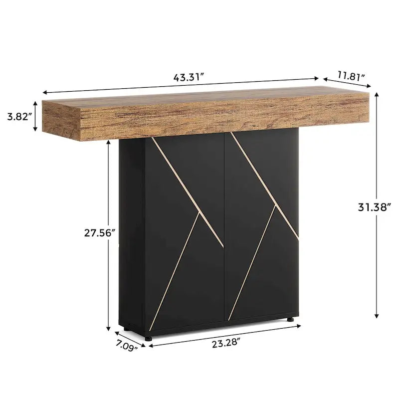 Console sur pied de style campagnard 43,3 cm, table d'appoint pour salon, table d'entrée, bureau étroit