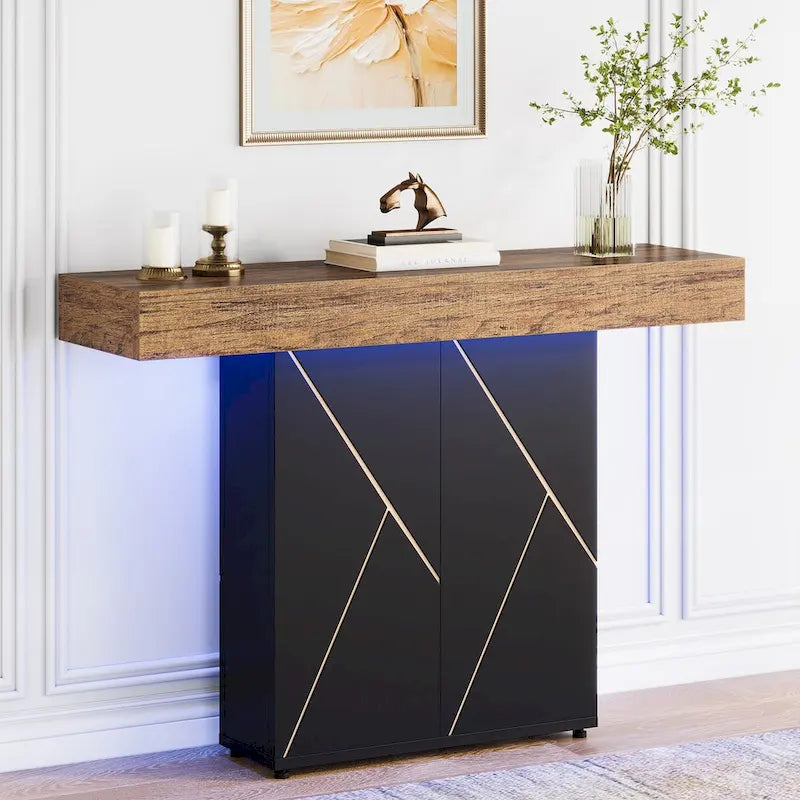 Console sur pied de style campagnard 43,3 cm, table d'appoint pour salon, table d'entrée, bureau étroit