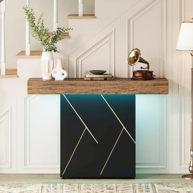 Console sur pied de style campagnard 43,3 cm, table d'appoint pour salon, table d'entrée, bureau étroit