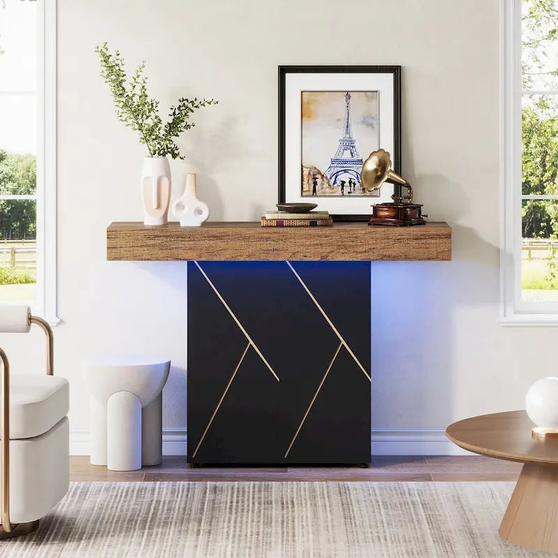 Console sur pied de style campagnard 43,3 cm, table d'appoint pour salon, table d'entrée, bureau étroit