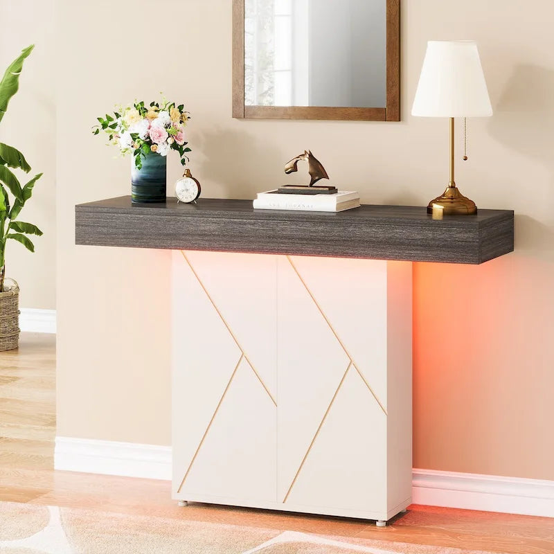 Console sur pied de style campagnard 43,3 cm, table d'appoint pour salon, table d'entrée, bureau étroit