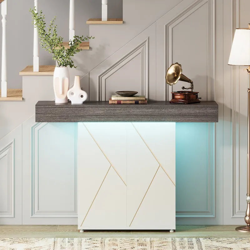 Console sur pied de style campagnard 43,3 cm, table d'appoint pour salon, table d'entrée, bureau étroit