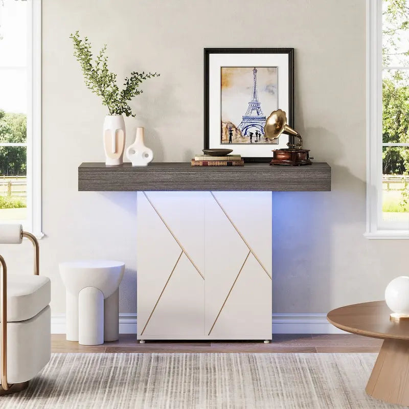 Console sur pied de style campagnard 43,3 cm, table d'appoint pour salon, table d'entrée, bureau étroit