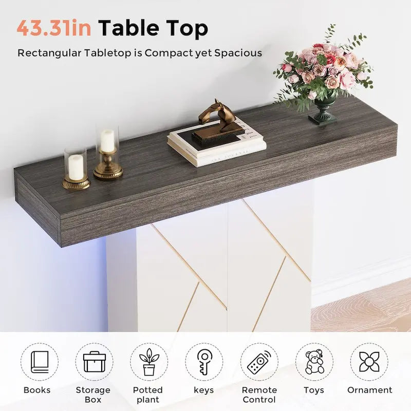 Console sur pied de style campagnard 43,3 cm, table d'appoint pour salon, table d'entrée, bureau étroit