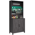 Moasis Tall Wine Bar Cabinet for Liquor and Glasses Dining Kitchen Cabinet with Liquor Dispenser & Wine Rack