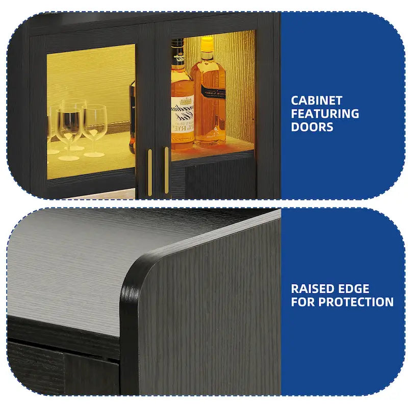 Buffet Moasis 55 avec éclairage LED, meuble de rangement avec portes et étagères réglables