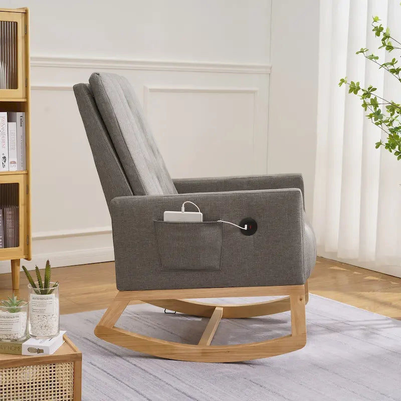 Fauteuil à bascule réglable, fauteuil berçant pour chambre d'enfant avec dossier haut réglable et repose-pieds