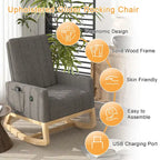 Fauteuil à bascule réglable, fauteuil berçant pour chambre d'enfant avec dossier haut réglable et repose-pieds