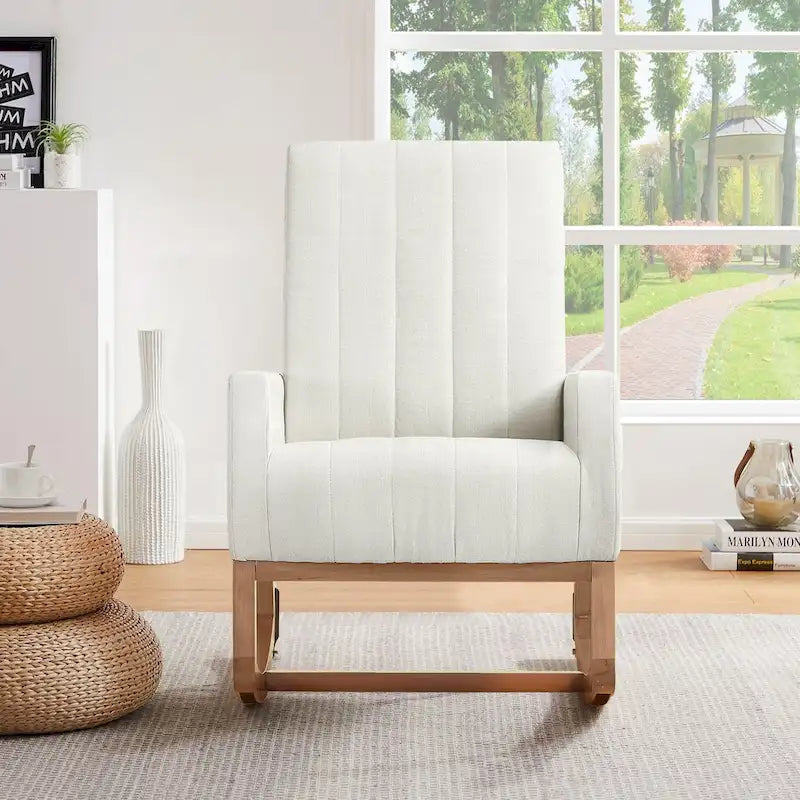 Fauteuil à bascule réglable, fauteuil berçant pour chambre d'enfant avec dossier haut réglable et repose-pieds