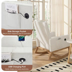 Fauteuil à bascule réglable, fauteuil berçant pour chambre d'enfant avec dossier haut réglable et repose-pieds