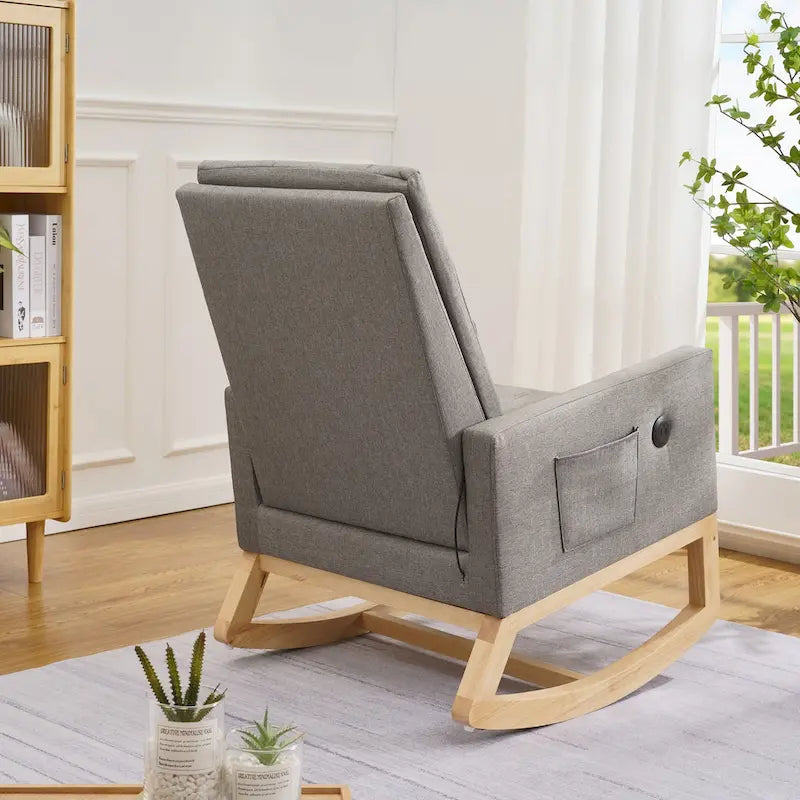 Fauteuil à bascule réglable, fauteuil berçant pour chambre d'enfant avec dossier haut réglable et repose-pieds