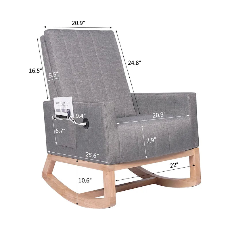 Fauteuil à bascule réglable, fauteuil berçant pour chambre d'enfant avec dossier haut réglable et repose-pieds