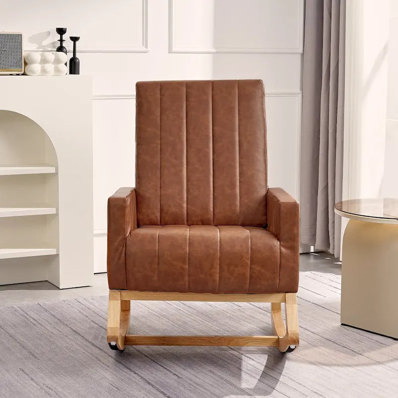 Fauteuil à bascule réglable, fauteuil berçant pour chambre d'enfant avec dossier haut réglable et repose-pieds