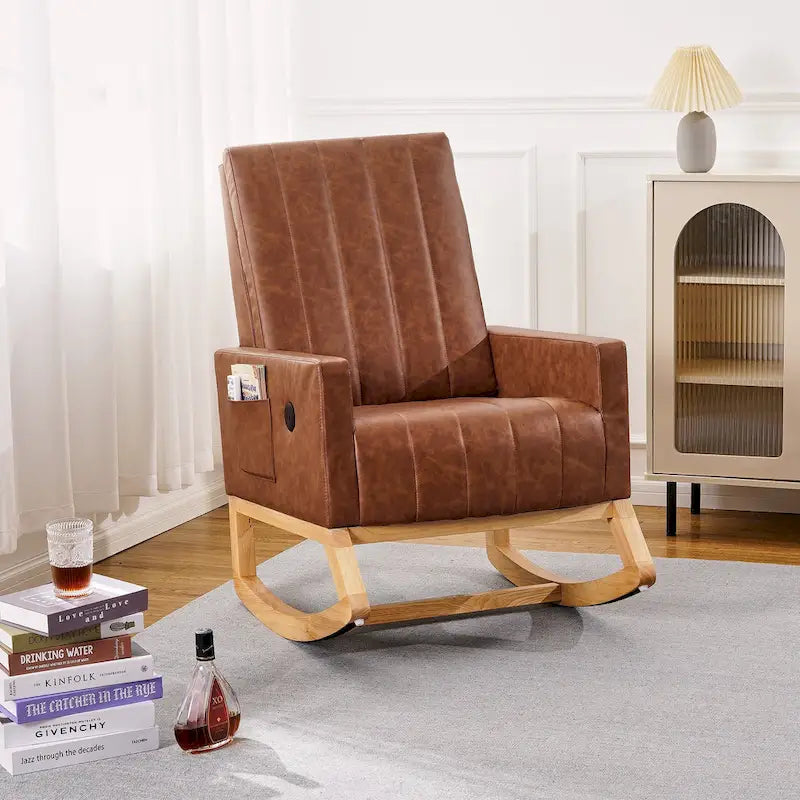 Fauteuil à bascule réglable, fauteuil berçant pour chambre d'enfant avec dossier haut réglable et repose-pieds