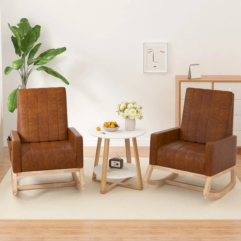 Fauteuil à bascule réglable, fauteuil berçant pour chambre d'enfant avec dossier haut réglable et repose-pieds