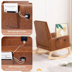 Fauteuil à bascule réglable, fauteuil berçant pour chambre d'enfant avec dossier haut réglable et repose-pieds