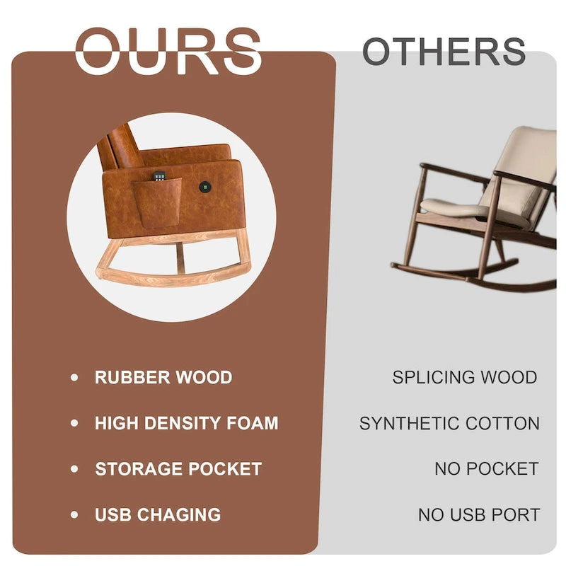 Fauteuil à bascule réglable, fauteuil berçant pour chambre d'enfant avec dossier haut réglable et repose-pieds