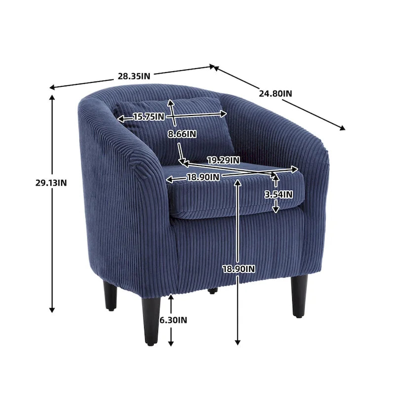 Fauteuil décoré de style moderne pour salon, fauteuil baquet avec coussin et oreiller, fauteuil individuel