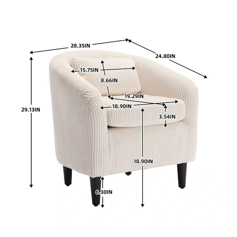Fauteuil décoré de style moderne pour salon, fauteuil baquet avec coussin et oreiller, fauteuil individuel
