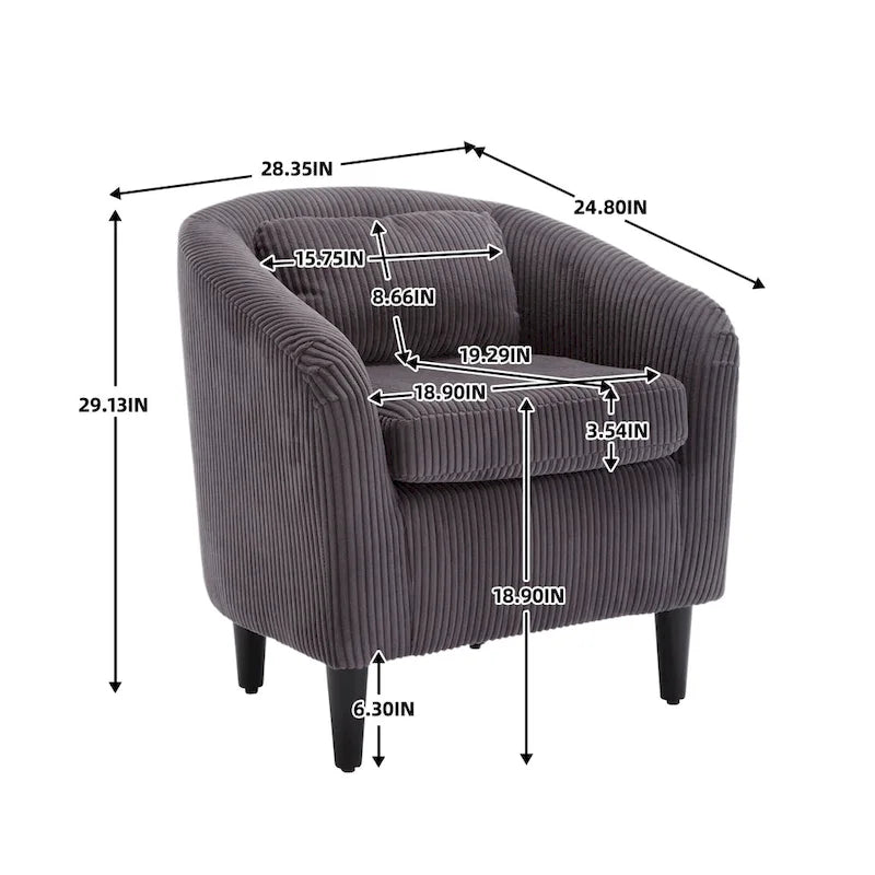 Fauteuil décoré de style moderne pour salon, fauteuil baquet avec coussin et oreiller, fauteuil individuel