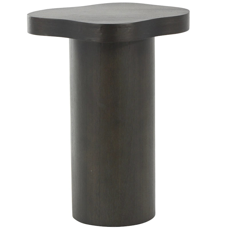 Table d'appoint piédestal en bois avec plateau carré arrondi - Noir ou marron - Roche River Decor