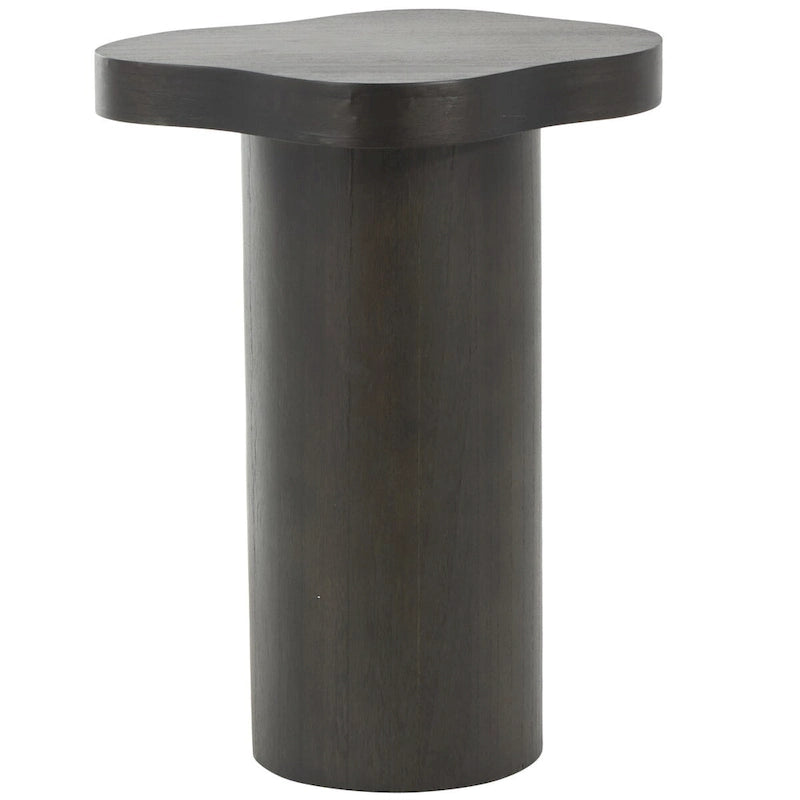 Wood Pedestal Side End Accent Table with Rounded Square Top - Black or Brown- Roche River Decor