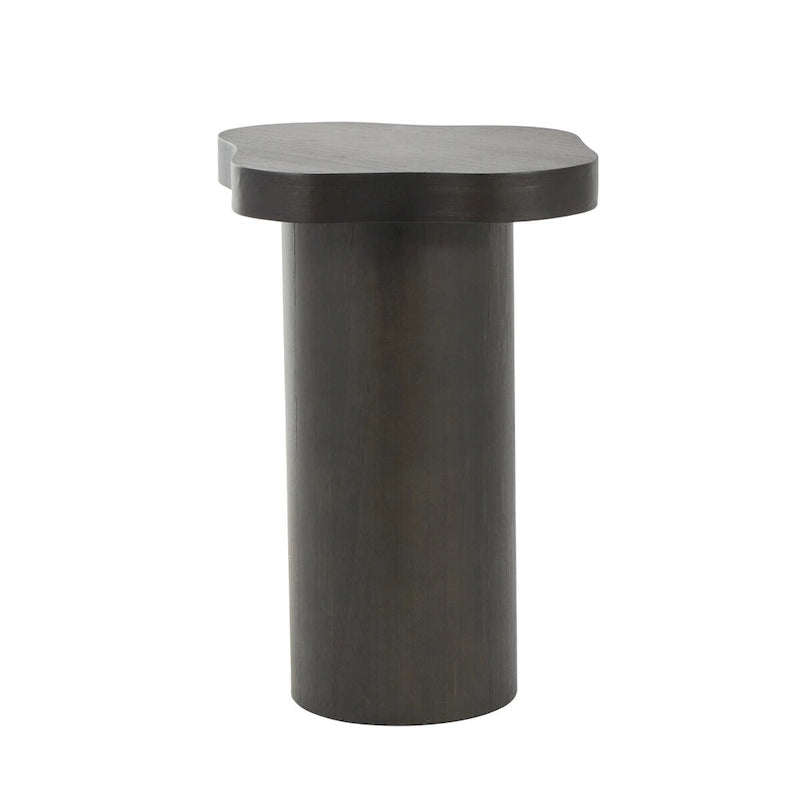 Table d'appoint piédestal en bois avec plateau carré arrondi - Noir ou marron - Roche River Decor