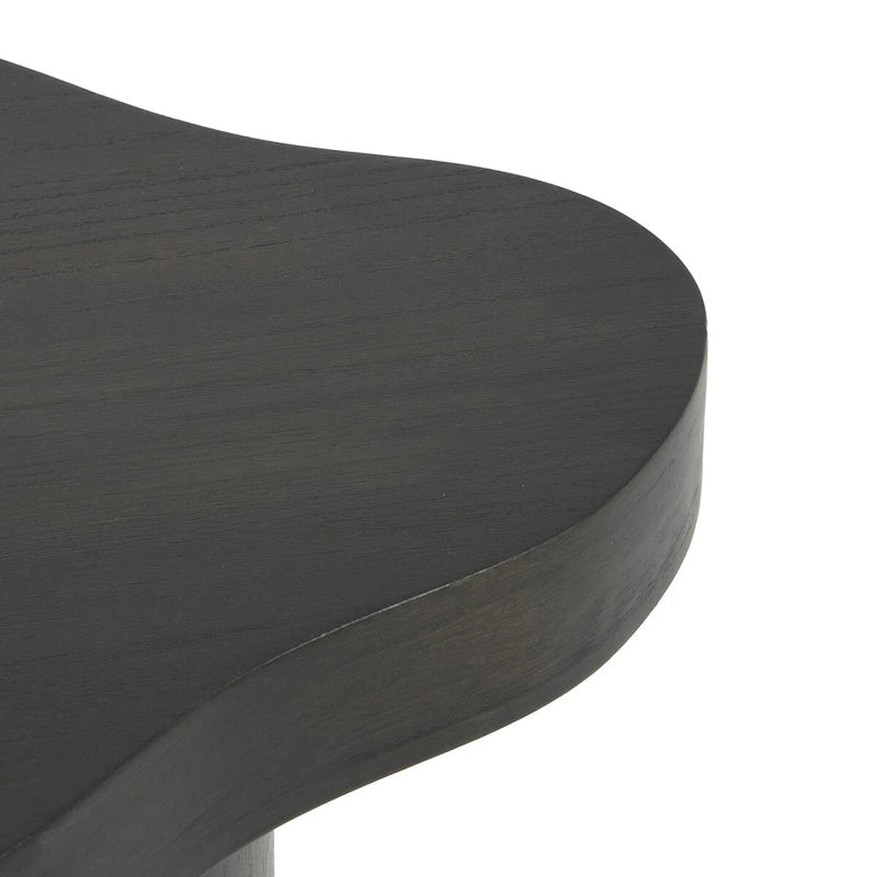 Table d'appoint piédestal en bois avec plateau carré arrondi - Noir ou marron - Roche River Decor