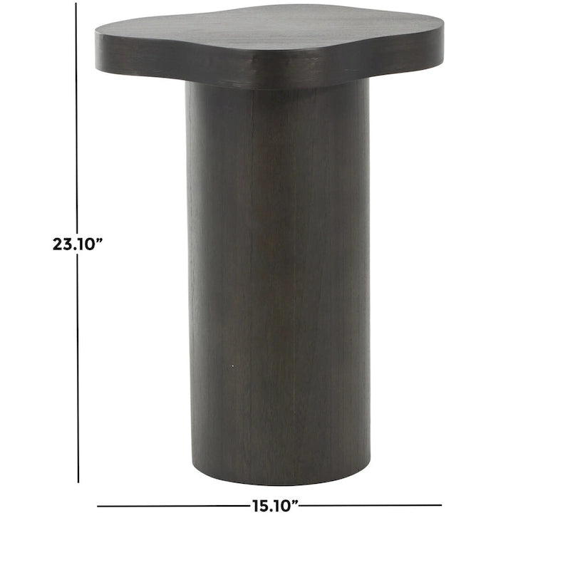 Table d'appoint piédestal en bois avec plateau carré arrondi - Noir ou marron - Roche River Decor