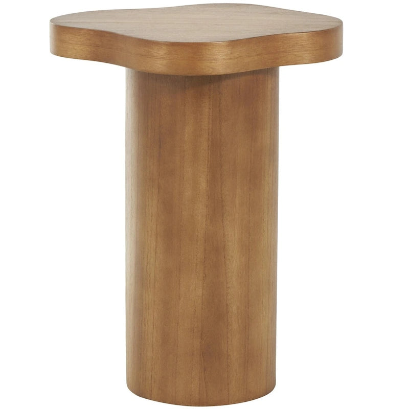 Table d'appoint piédestal en bois avec plateau carré arrondi - Noir ou marron - Roche River Decor