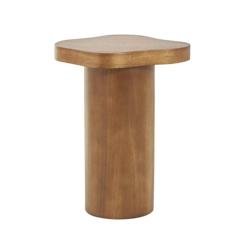 Table d'appoint piédestal en bois avec plateau carré arrondi - Noir ou marron - Roche River Decor