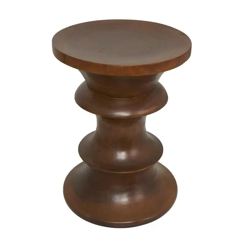 Table d'appoint géométrique en bois massif faite main - Marron - Roche River Decor
