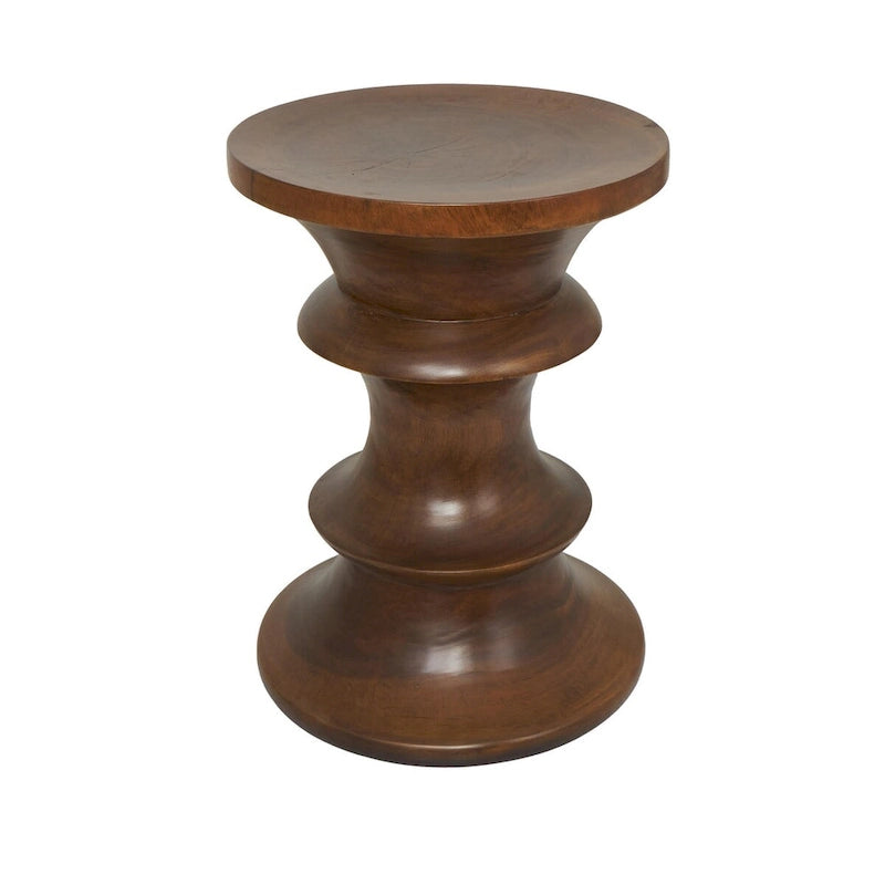 Table d'appoint géométrique en bois massif faite main - Marron - Roche River Decor
