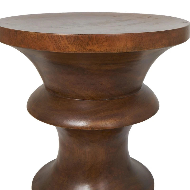 Table d'appoint géométrique en bois massif faite main - Marron - Roche River Decor