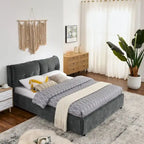 Queen/King Size Storage Upholstered Platform Bed with Headboard
