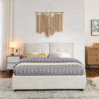 Lit plateforme rembourré avec rangement, format Queen/King, avec tête de lit