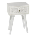 Mango Wood Scroll Intricately Carved Single Drawer Side End Accent Table - White - Roche River Decor