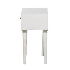 Table d'appoint à un tiroir en bois de manguier finement sculpté - Blanc - Roche River Decor