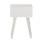 Table d'appoint à un tiroir en bois de manguier finement sculpté - Blanc - Roche River Decor